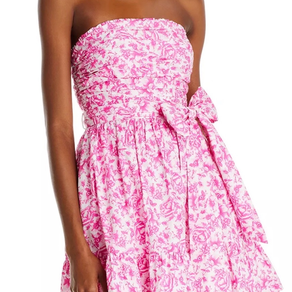 Pink Floral Strapless Dress